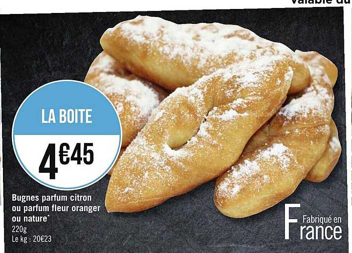 bugnes parfum citron ou parfum fleur oranger ou nature