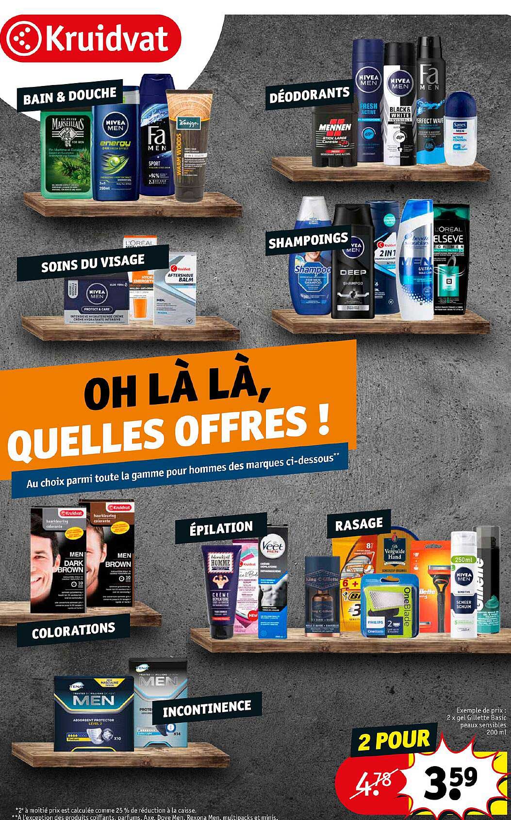 colorations, incontinence, épilation, rasage