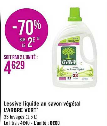 lessive liquide au savon végétal l'arbre vert