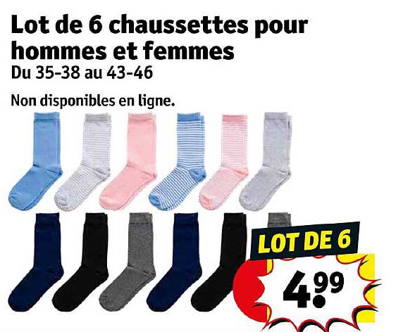 Lot De 6 Chaussettes Pour Hommes Et Femmes
