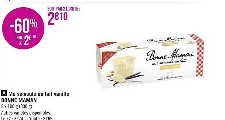 ma semoule au lait vanille bonne maman