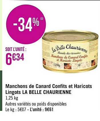 manchons de canard confits et haricots lingots la belle chaurienne