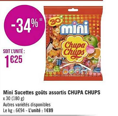 mini sucettes goûts assortis chupa chups