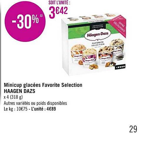 minicup glacées favorite sélection häagen dazs
