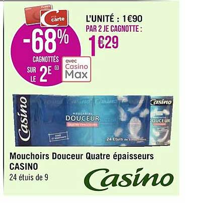 mouchoirs douceur quatre épaisseurs casino