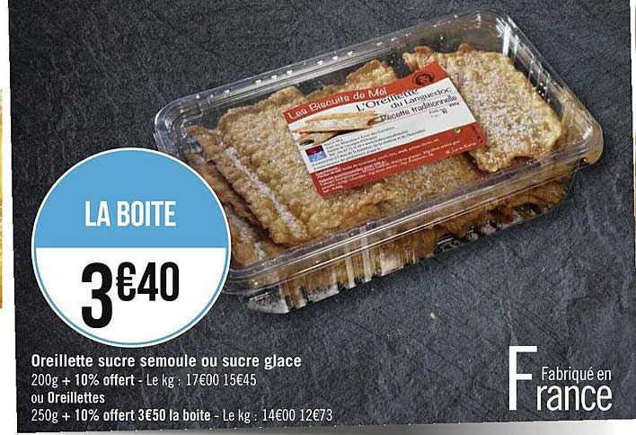 oreillette sucre semoule ou sucre glace ou oreillettes