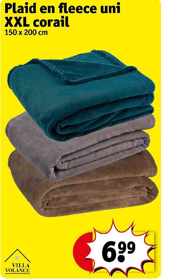 plaid en fleece uni xxl corail