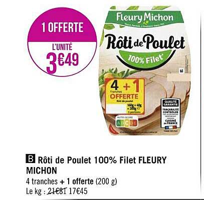 rôti de poulet 100% filet fleury michon