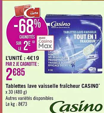tablettes lave vaisselle fraîcheur casino