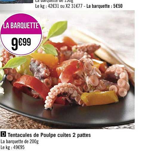 tentacules de poulpe cuites 2 pattes