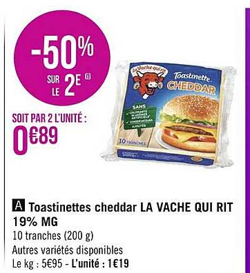 toastinettes cheddar la vache qui rit 19% mg