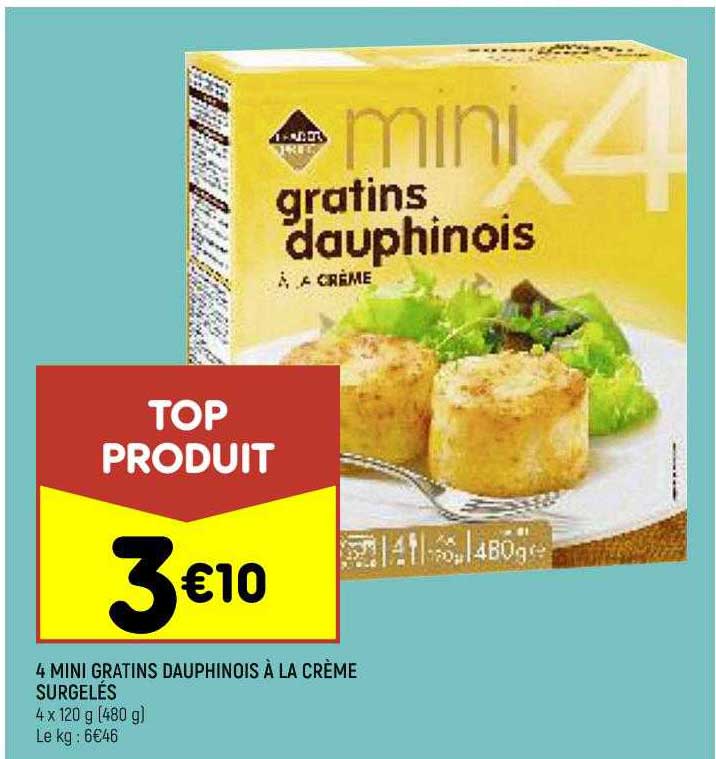 4 mini gratins dauphinois à la crème surgelés