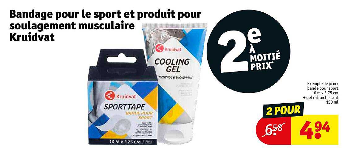 bandage pour le sport et produit pour soulagement musculaire kruidvat