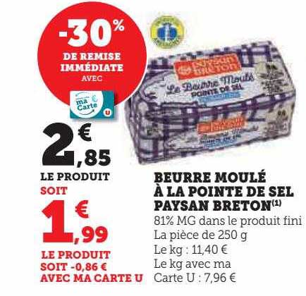 beurre moulé à la pointe de sel paysan breton