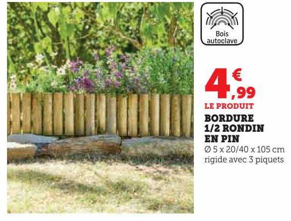 Bordure 1-2 Rondin En Pin