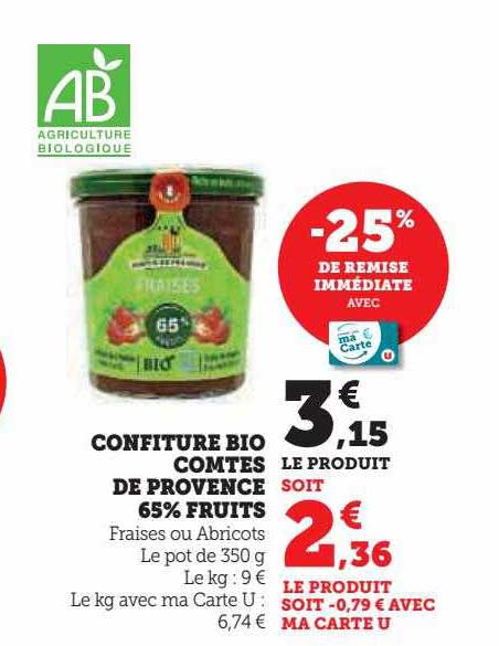 confiture bio comtes de provence 65% fruits