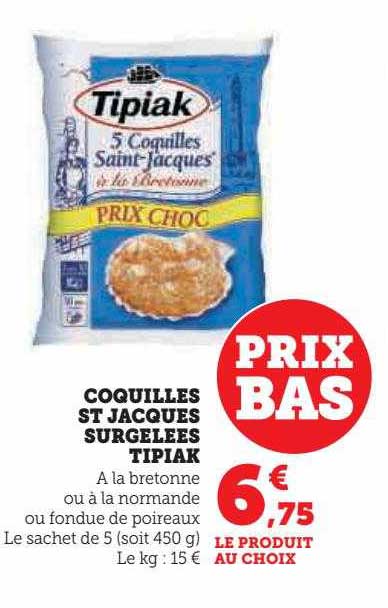 coquilles st jacques surgelées tipiak
