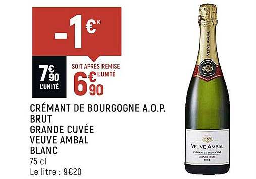 crémant de bourgone a.o.p. brut grande cuvée veuve ambal blanc
