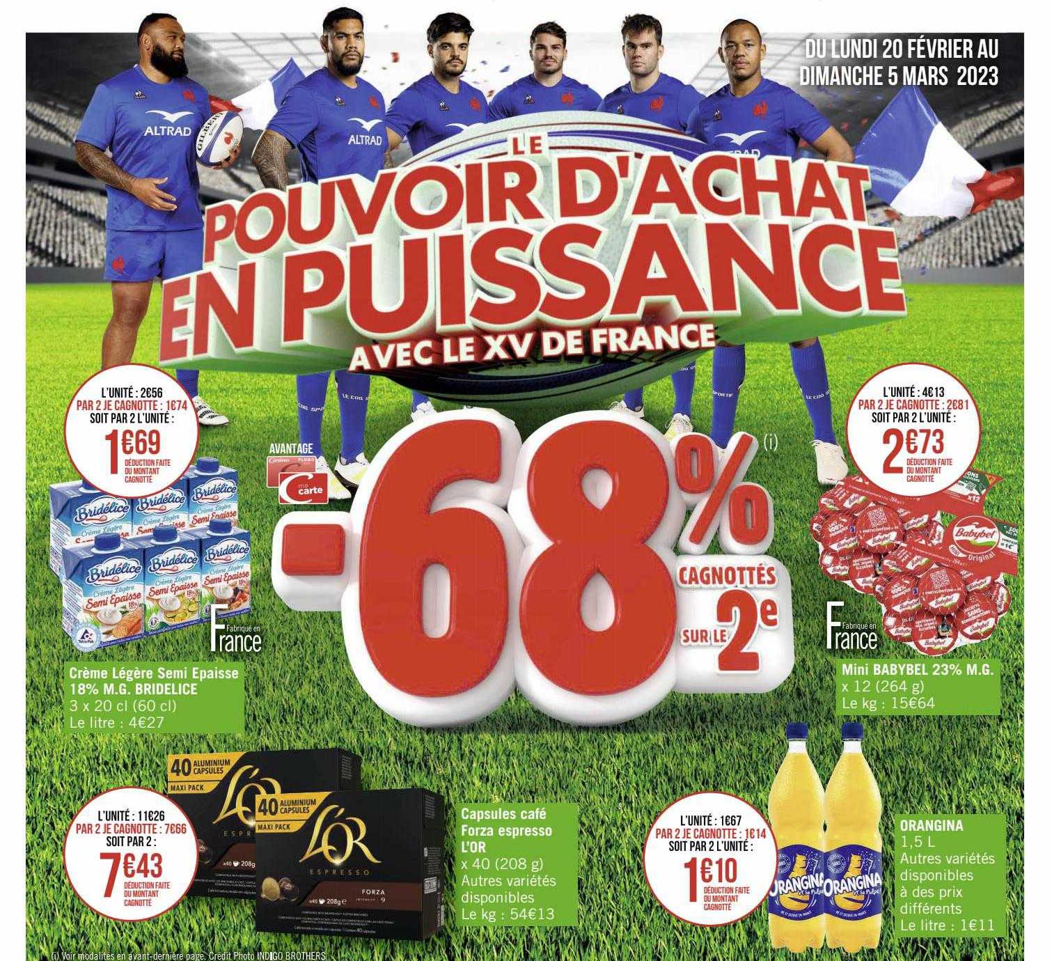 crème légère semi épaisse 18% m.g. bridélice, capsules café forza espresso l'or, mini babybel 23% m.g.,