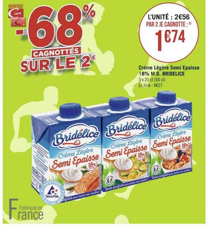 crème légère semi épaisse 18% m.g. bridélice