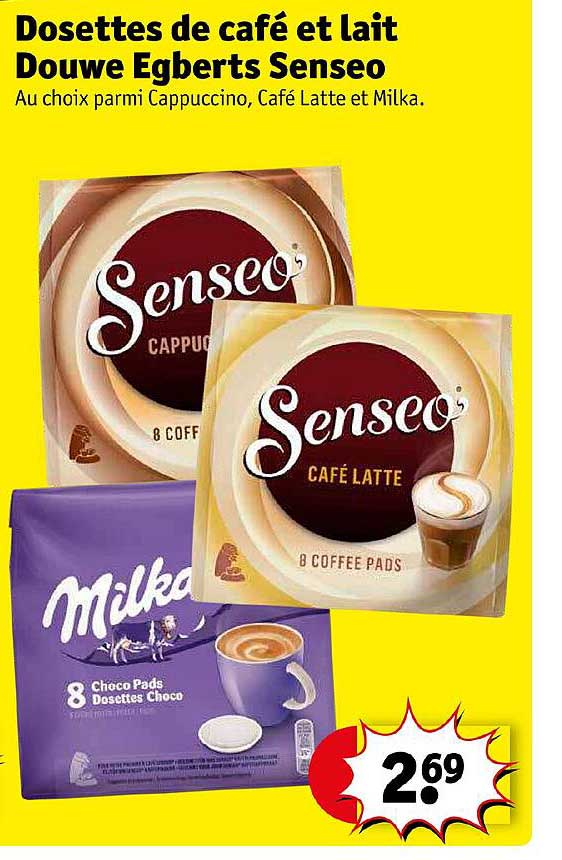 dosettes de café et lait douwe egberts senseo