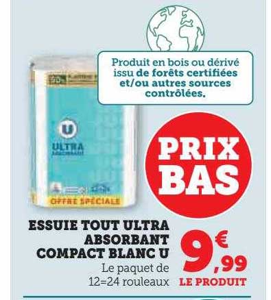 essuie tout ultra absorbant compact blanc u