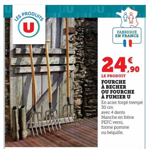 fourche à becher ou fourche à fumier u