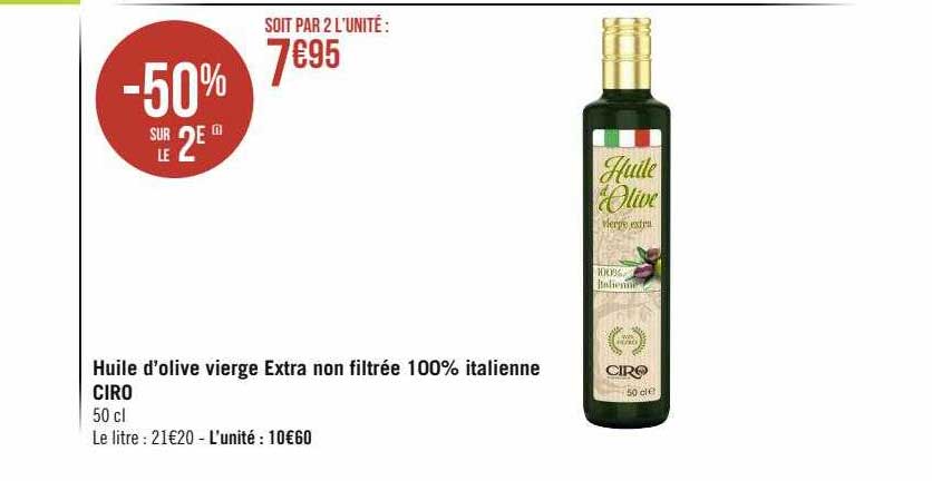 huile d'olive vierge extra non filtrée 100% italienne ciro