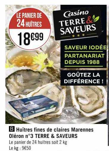 huîtres fines de claires marennes oléron n°3 terre & saveurs