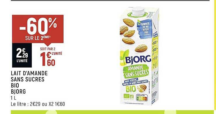 lait d'amande sans sucres bio bjorg