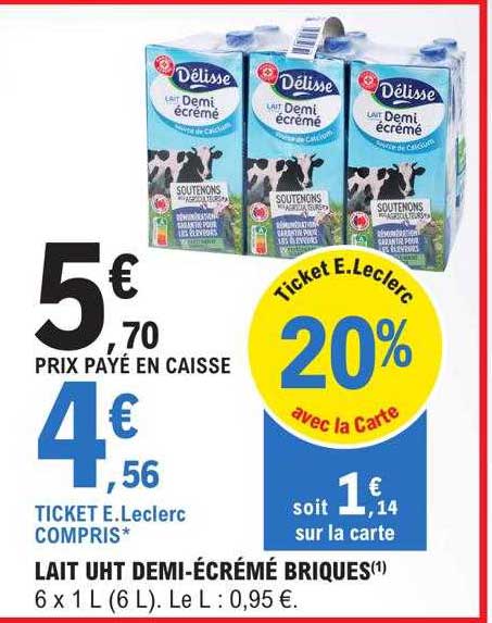 lait uht demi-écrémé briques