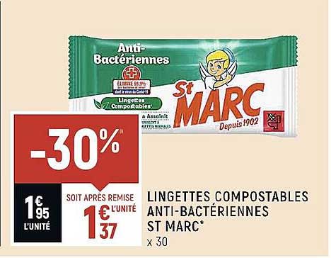 lingettes compostables anti-bactériennes st marc