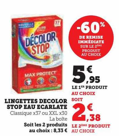 lingettes décolor stop eau écarlate