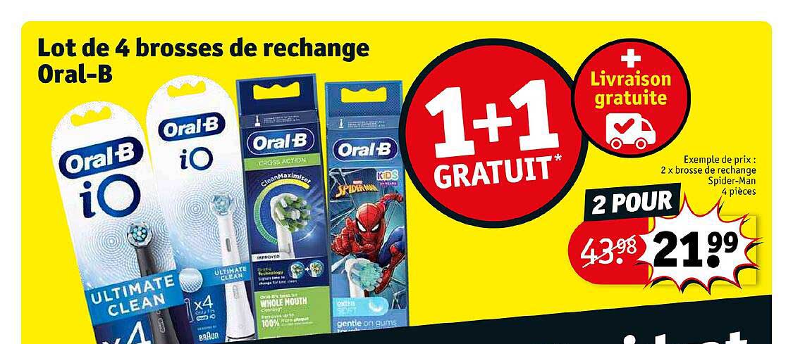 lot de 4 brosses de rechange oral-b
