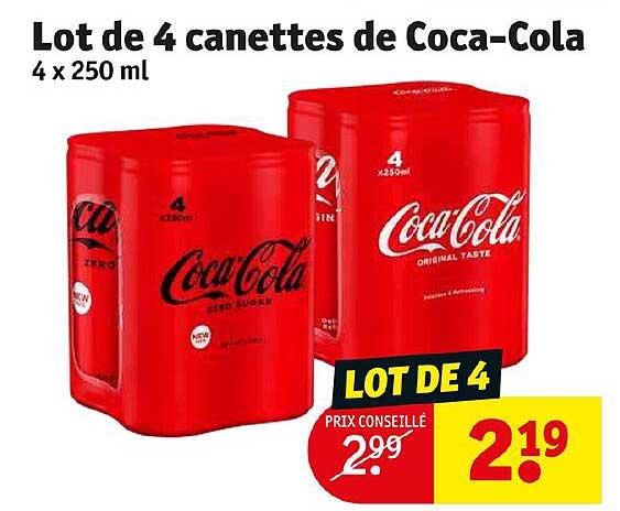 lot de 4 canettes de coca-cola