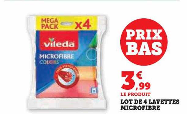 Lot De 4 Lavettes Microfibre