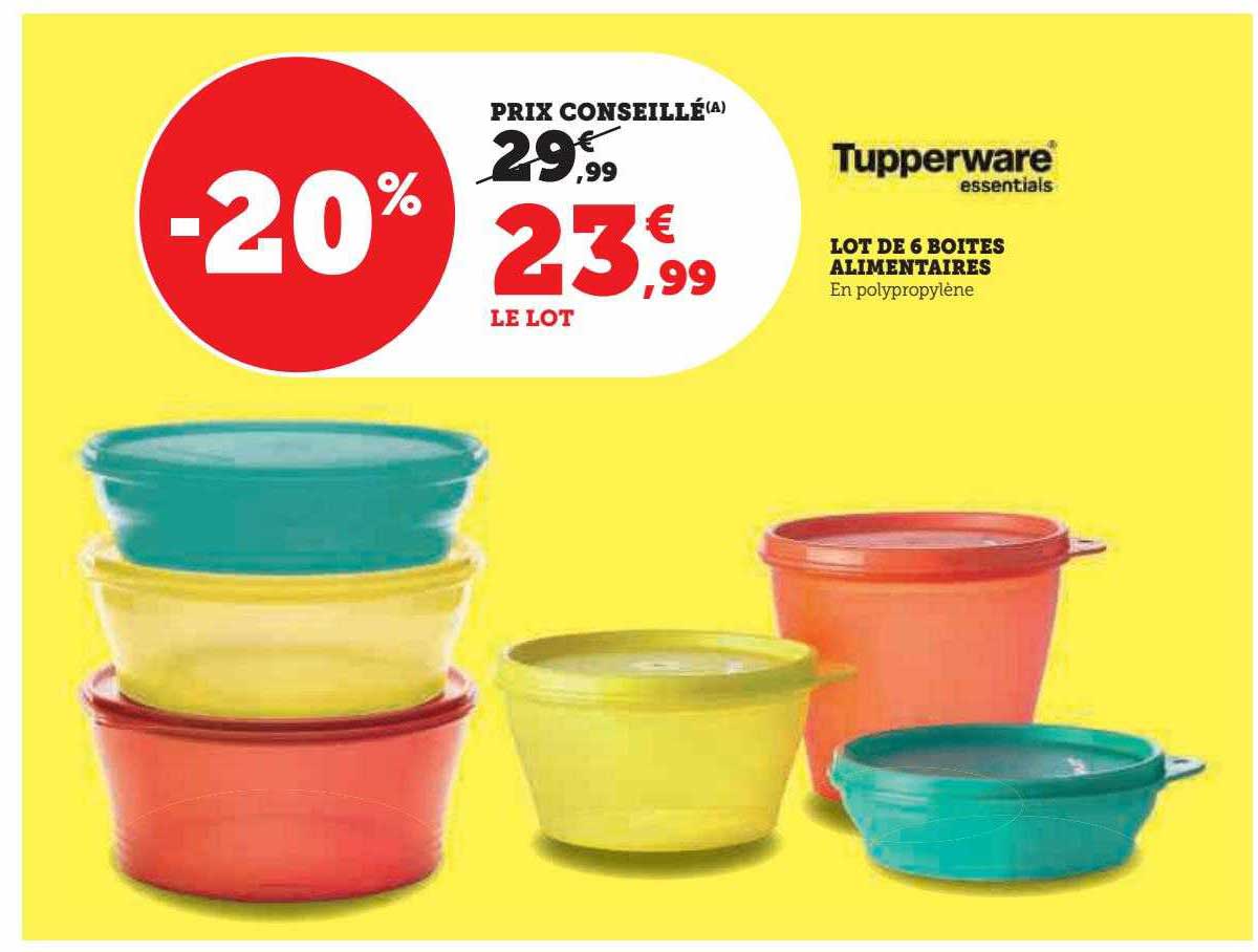 lot de 6 boîtes alimentaires tupperware