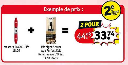 mascara pro xxl lift + midnight sérum age perfect cell renaissance l'oréal paris