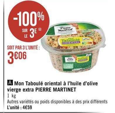 mon taboulé oriental à l'huile d'olive vierge extra pierre martinet