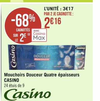 mouchoirs douceur quatre épaisseurs casino