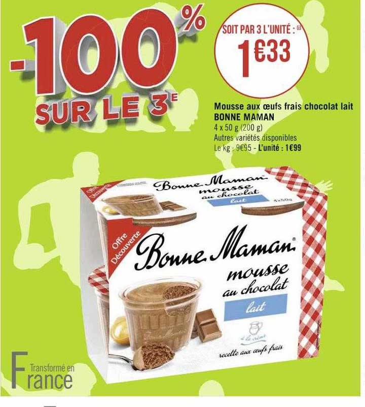 mousse aux œufs frais chocolat lait bonne maman