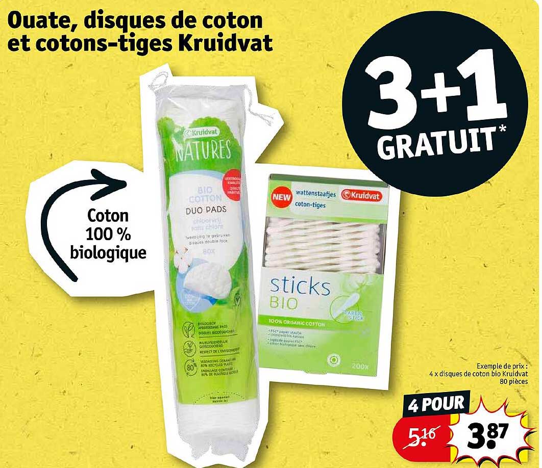 ouate, disques de coton et cotons-tiges kruidvat
