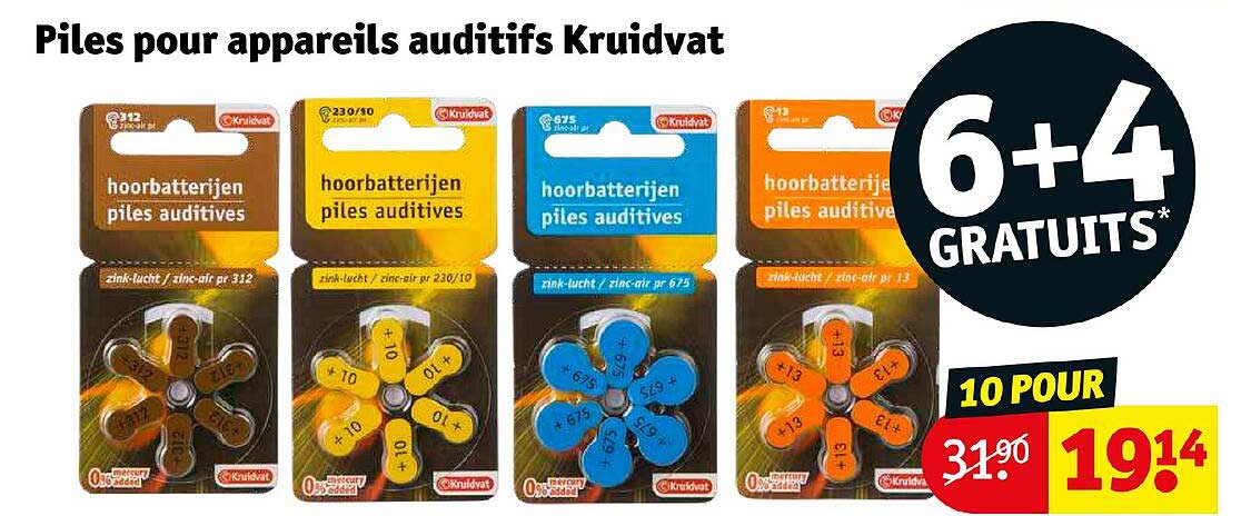 piles pour appareils auditifs kruidvat