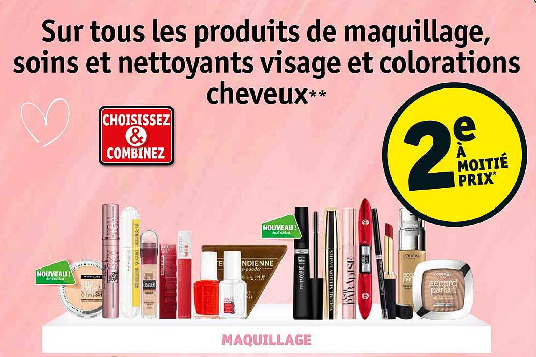 produits de maquillage, soins et nettoyants visage et colorations cheveux