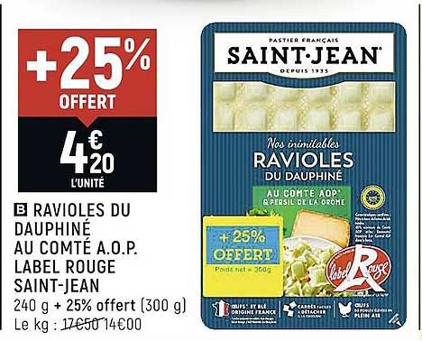 ravioles du dauphiné au comté aop label rouge saint-jean