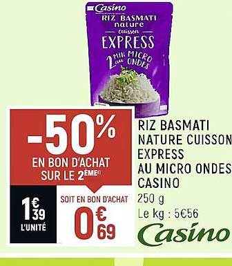 riz basmati nature cuisson express au micro ondes casino
