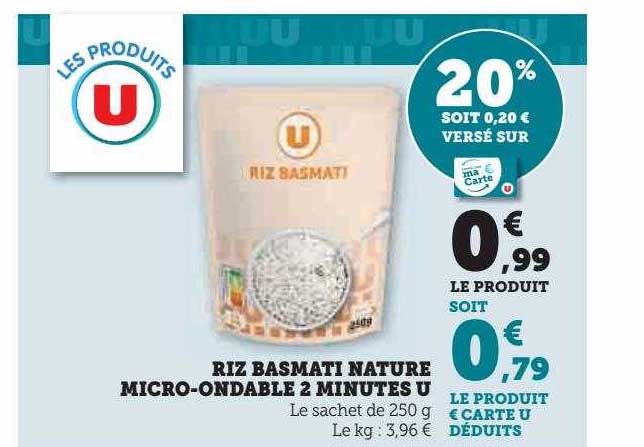 riz basmati nature micro-ondable 2 minutes u
