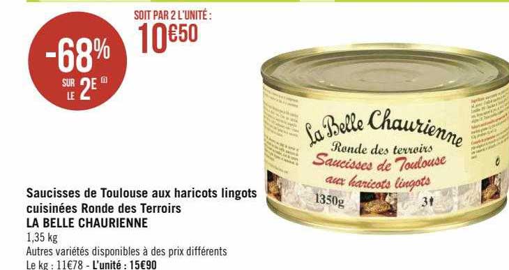 saucisses de toulouse aux haricots lingots cuisinées ronde des terroirs la belle chaurienne