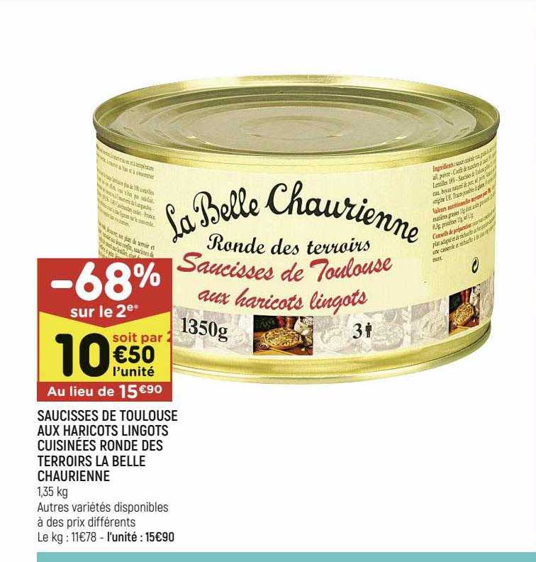 saucisses de toulouse aux haricots lingots cuisinées ronde des terroirs la belle chaurienne