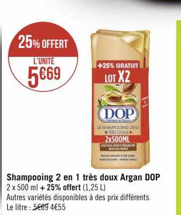 shampooing 2 en 1 très doux argan dop